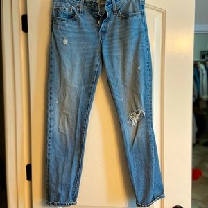 Levi Strauss 501 distressed button up jeans (non stretch) with stars on pockets